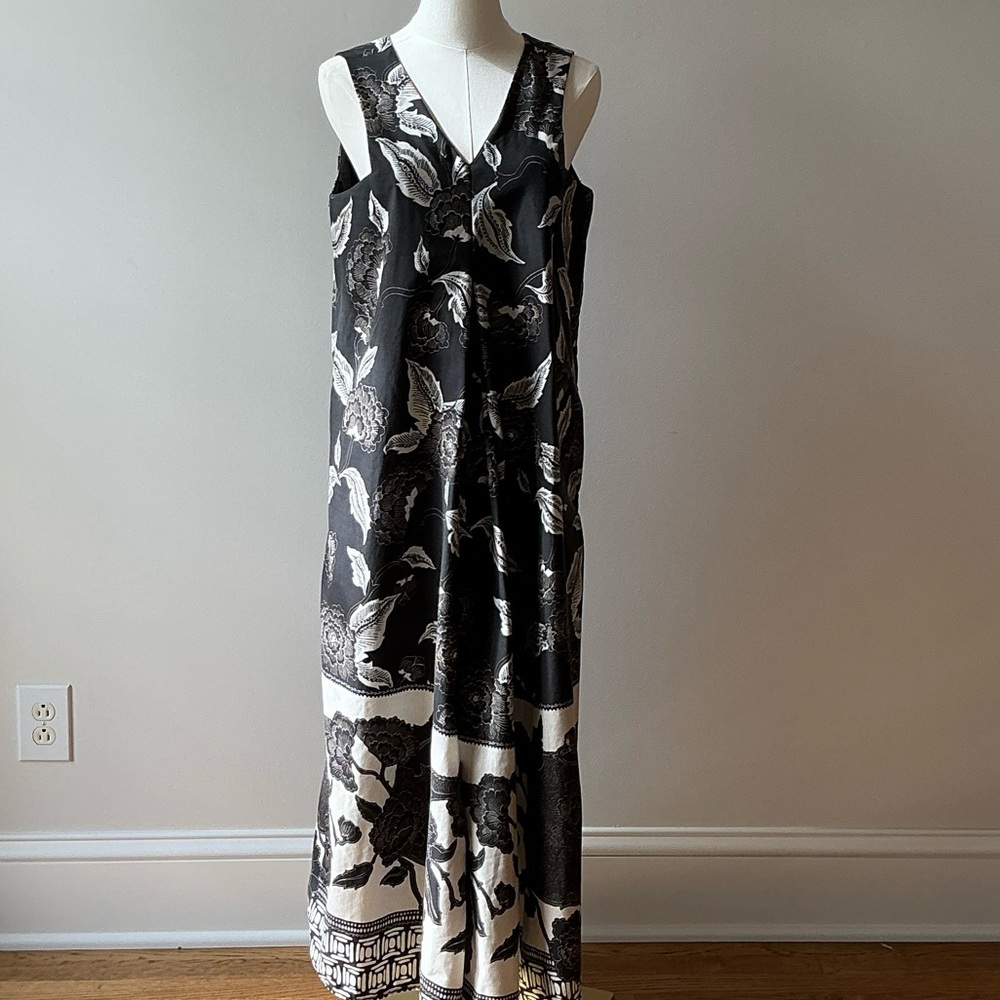 Floreat Grey and White Floral Maxi Dress from Anthropologie